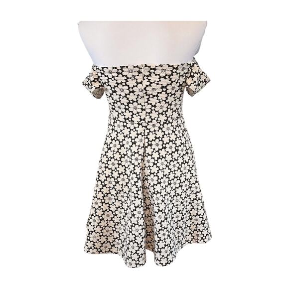 Just Me Off Shoulder Fit Flare Dress M Y2K 90s Cottagecore Boho Floral Knit Chic - Picture 4 of 14